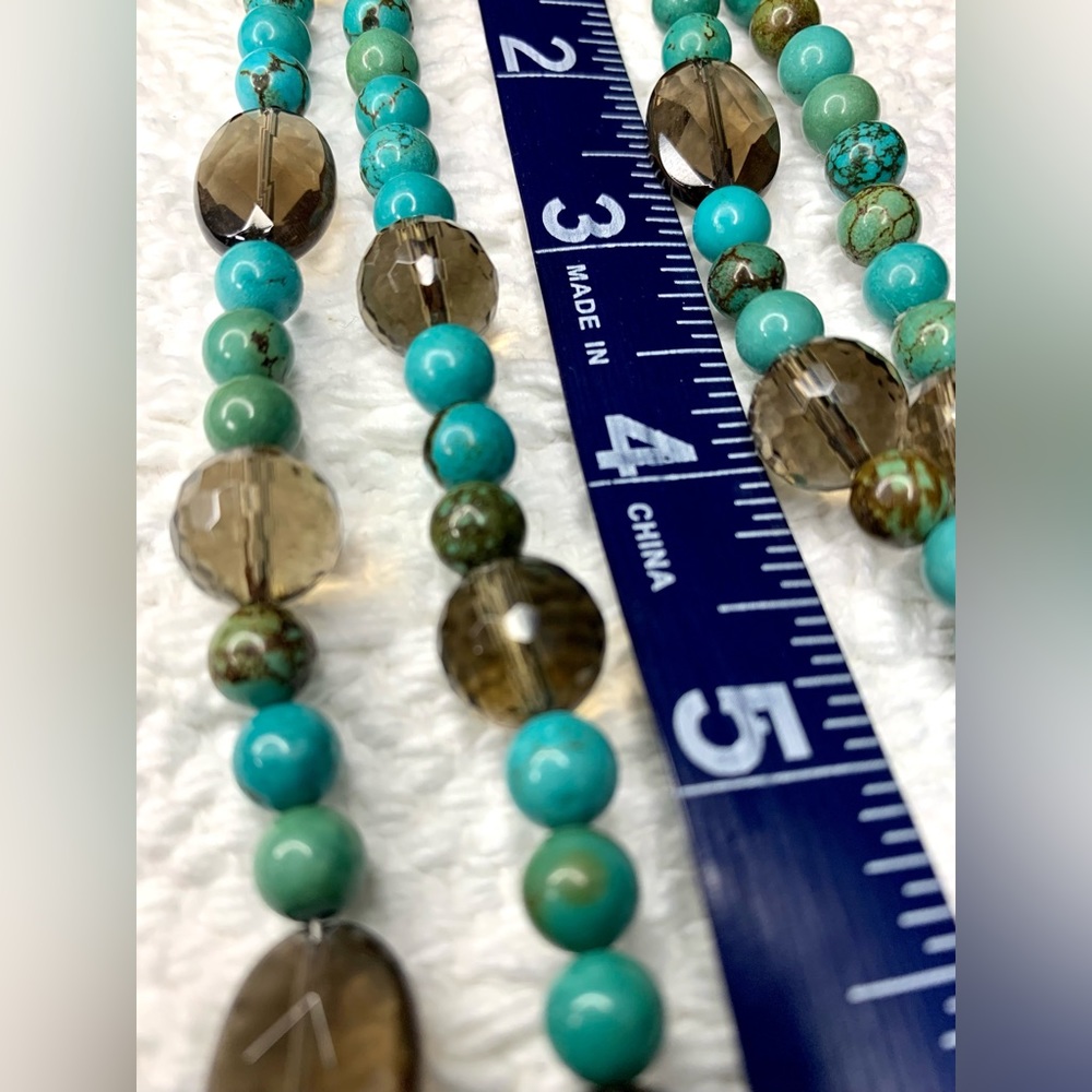 Turquoise and Smokey Bead Necklace